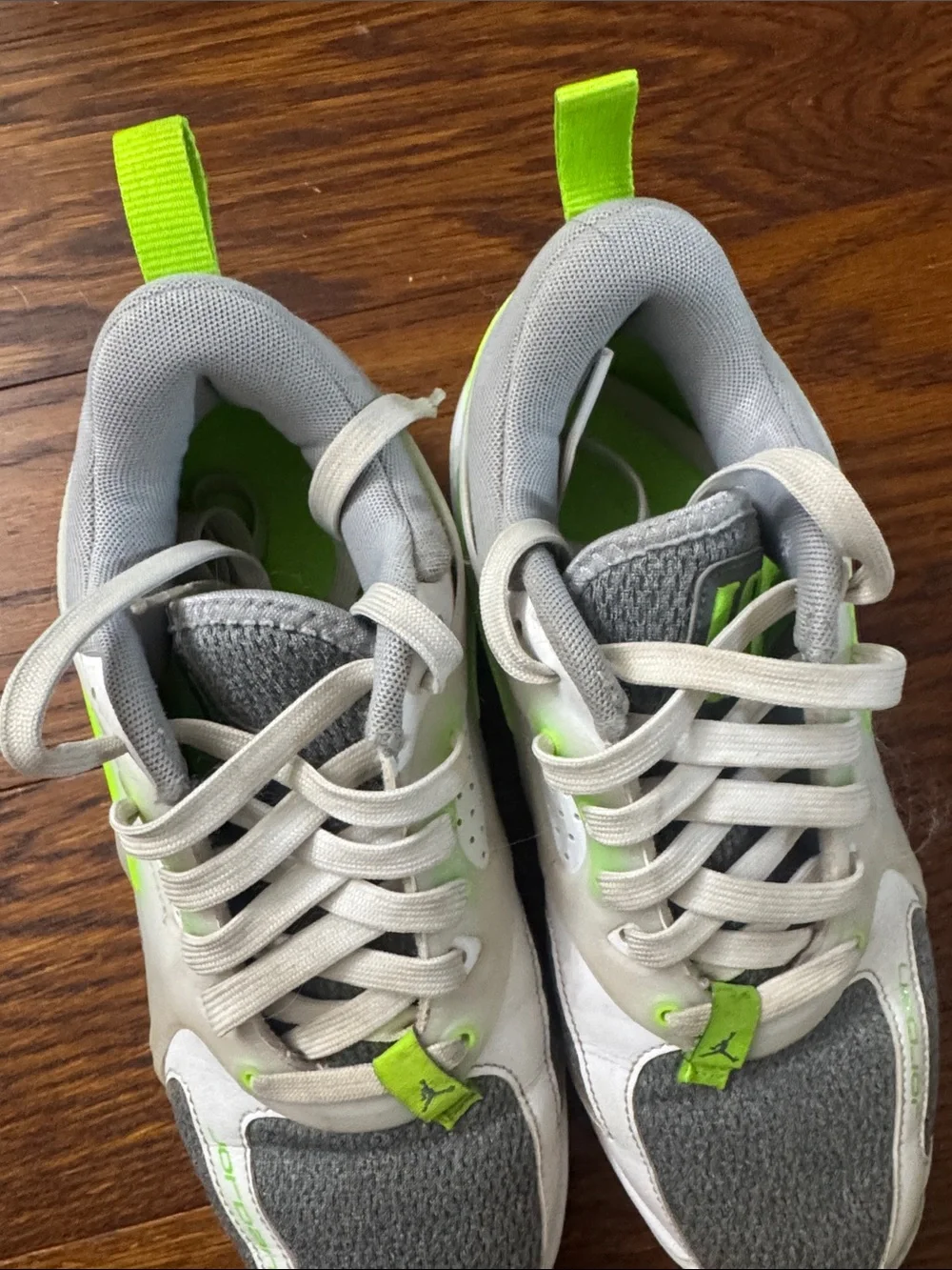 Jordan Kids' Gray and Neon Green Athletic Sneakers